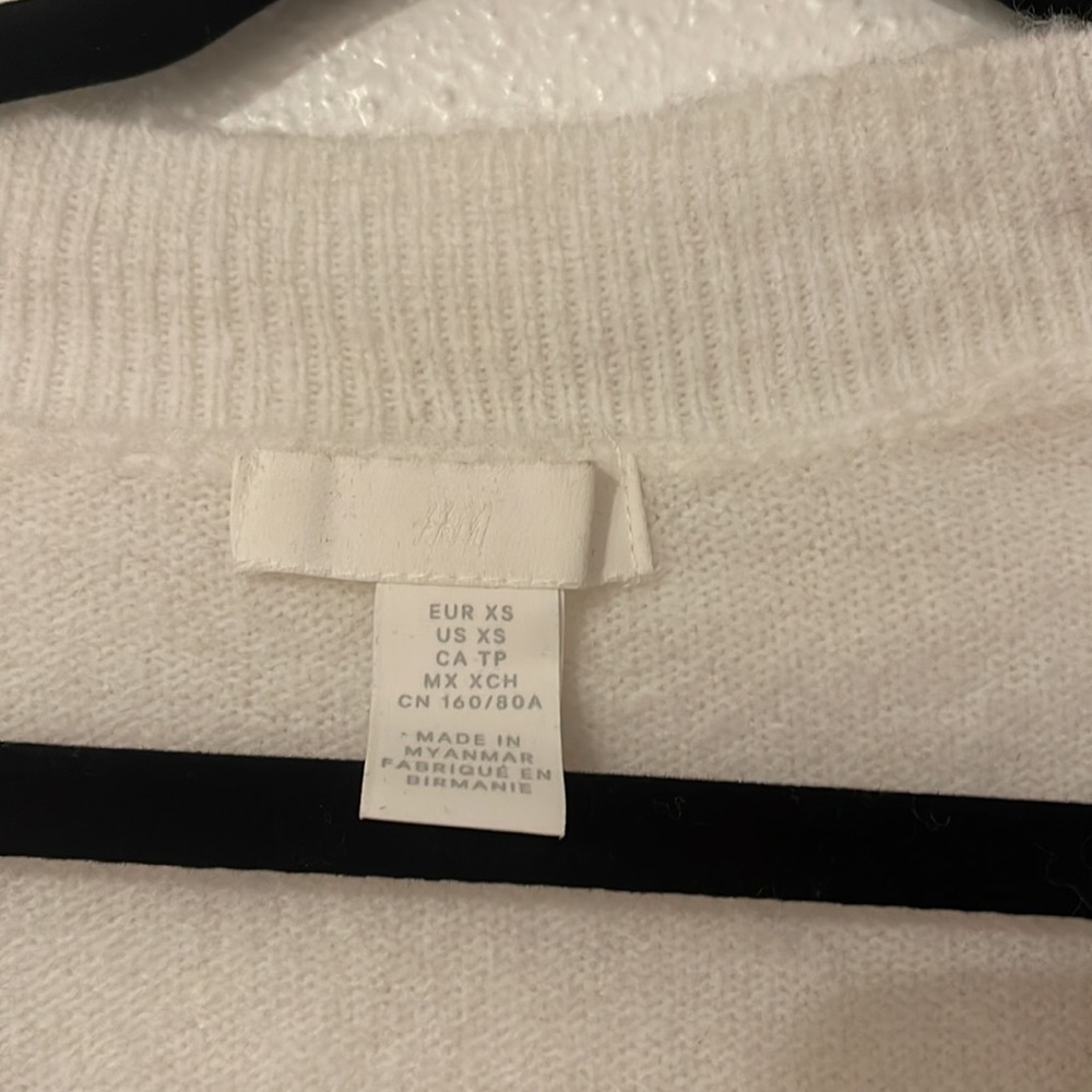 White Rhinestone Button Knit Cardigan - Picture 4 of 4
